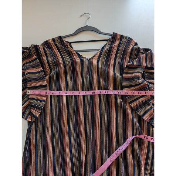 Anthro Vanessa Virginia Top Bienville Metallic Striped Flutter Glam Black Size S - Picture 11 of 12